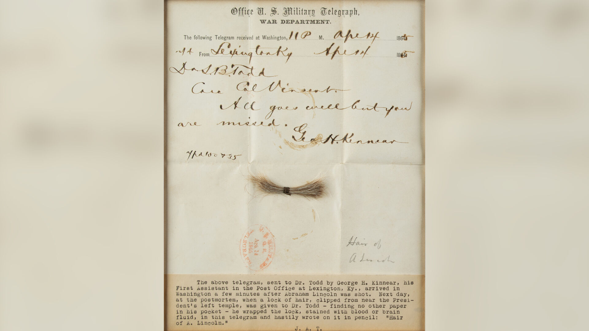 Lock of Abraham Lincoln's hair sells for more than $81,000 at auction